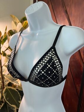 Studded Black Triangle Bralette